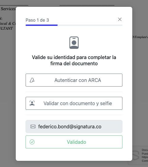 Paso de validación biométrica
